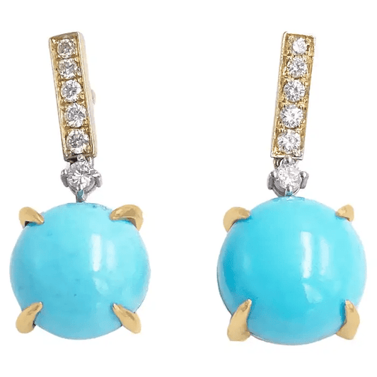 Elegant Turquoise Drop Earrings with Round Cut Gemstones - BerylcraftsElegant Turquoise Drop Earrings with Round Cut GemstonesWomen's