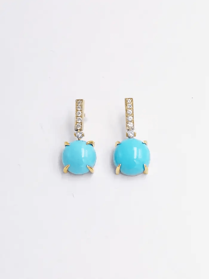 Elegant Turquoise Drop Earrings with Round Cut Gemstones - BerylcraftsElegant Turquoise Drop Earrings with Round Cut GemstonesWomen's