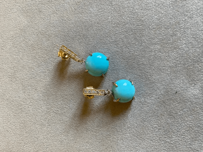 Elegant Turquoise Drop Earrings with Round Cut Gemstones - BerylcraftsElegant Turquoise Drop Earrings with Round Cut GemstonesWomen's