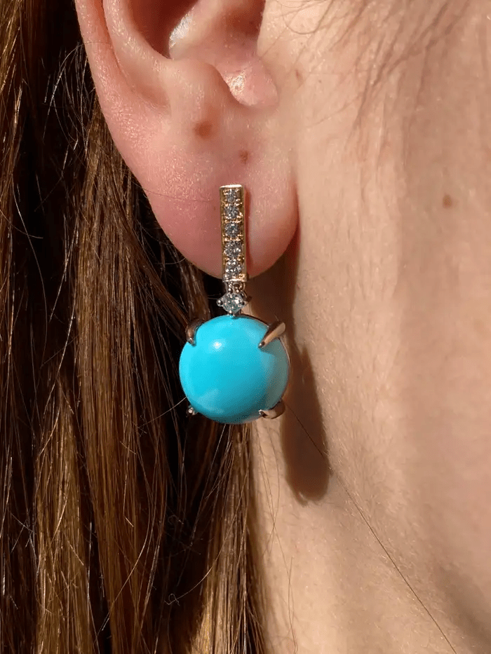 Elegant Turquoise Drop Earrings with Round Cut Gemstones - BerylcraftsElegant Turquoise Drop Earrings with Round Cut GemstonesWomen's