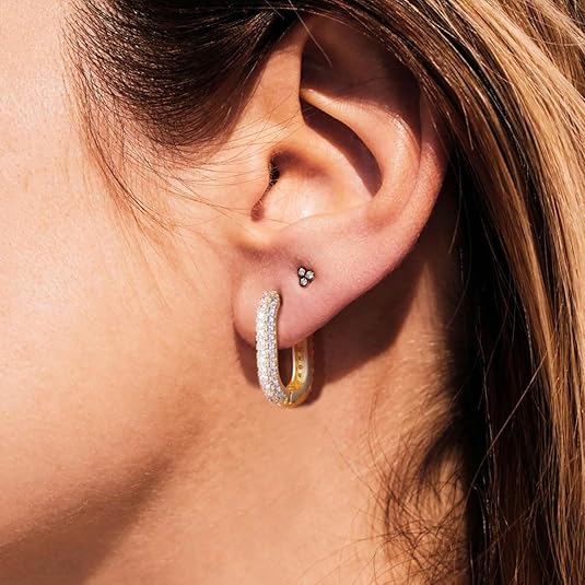 Exquisite Round Diamond Cluster Hoop Earrings – Perfect for Women - BerylcraftsExquisite Round Diamond Cluster Hoop Earrings – Perfect for WomenWomen's