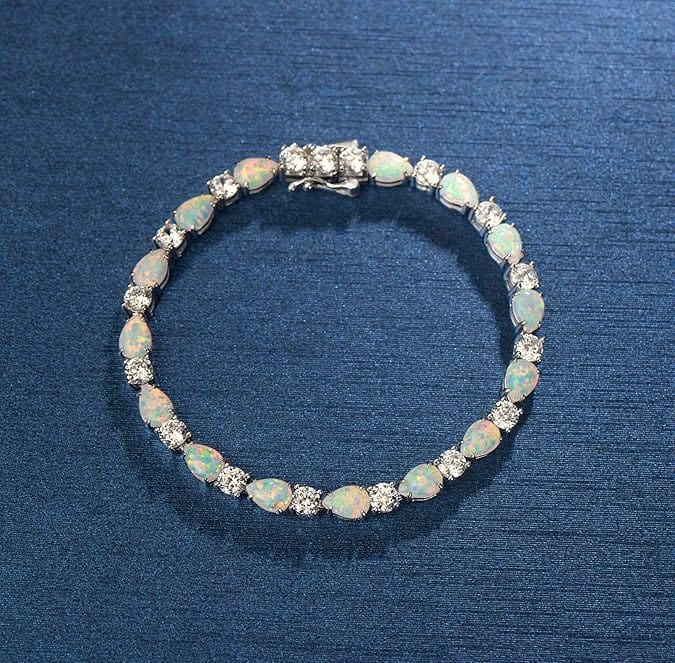 Fiery Pear Cut Opal Bracelet – Classic Tennis Style - BerylcraftsFiery Pear Cut Opal Bracelet – Classic Tennis StyleBracelets