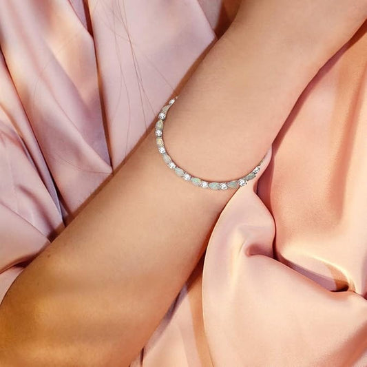 Fiery Pear Cut Opal Bracelet – Classic Tennis Style - BerylcraftsFiery Pear Cut Opal Bracelet – Classic Tennis StyleBracelets