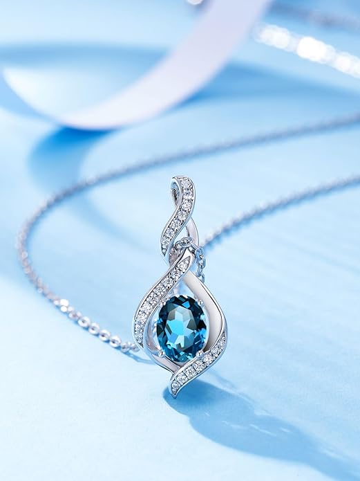 Genuine London Blue Topaz Necklace – Classic Oval Pendant for Her - BerylcraftsGenuine London Blue Topaz Necklace – Classic Oval Pendant for HerPendant