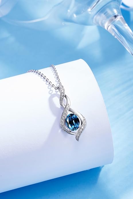 Genuine London Blue Topaz Necklace – Classic Oval Pendant for Her - BerylcraftsGenuine London Blue Topaz Necklace – Classic Oval Pendant for HerPendant