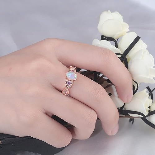 Love in Bloom – Pink Sapphire and Opal Oval Ring - BerylcraftsLove in Bloom – Pink Sapphire and Opal Oval RingWomen's Ring