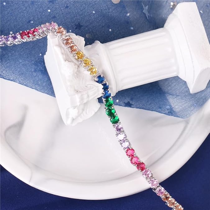 Luxury Multi Sapphire Tennis Bracelet for Women – Rainbow Stones - BerylcraftsLuxury Multi Sapphire Tennis Bracelet for Women – Rainbow StonesBracelets