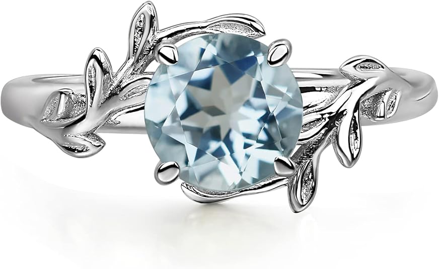 Ocean Bloom: Aquamarine Leaf Engagement Ring - BerylcraftsOcean Bloom: Aquamarine Leaf Engagement RingWomen's Ring