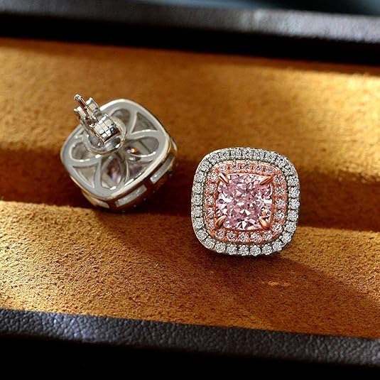 Princess Cut Pink Sapphire Stud Earrings – Unique Gemstone Jewelry Gift - BerylcraftsPrincess Cut Pink Sapphire Stud Earrings – Unique Gemstone Jewelry GiftWomen's