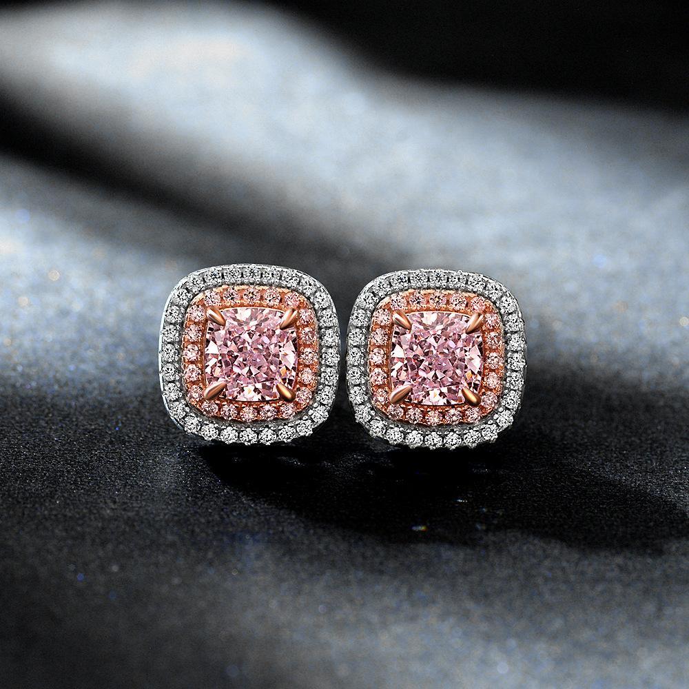 Princess Cut Pink Sapphire Stud Earrings – Unique Gemstone Jewelry Gift - BerylcraftsPrincess Cut Pink Sapphire Stud Earrings – Unique Gemstone Jewelry GiftWomen's