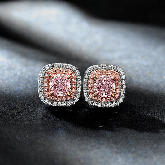 Princess Cut Pink Sapphire Stud Earrings – Unique Gemstone Jewelry Gift - BerylcraftsPrincess Cut Pink Sapphire Stud Earrings – Unique Gemstone Jewelry GiftWomen's