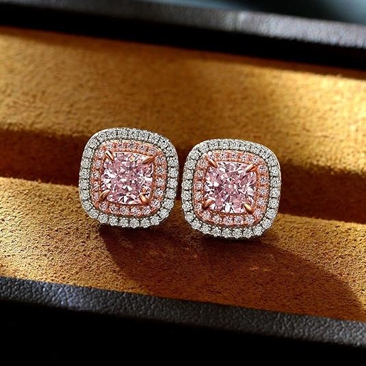 Princess Cut Pink Sapphire Stud Earrings – Unique Gemstone Jewelry Gift - BerylcraftsPrincess Cut Pink Sapphire Stud Earrings – Unique Gemstone Jewelry GiftWomen's