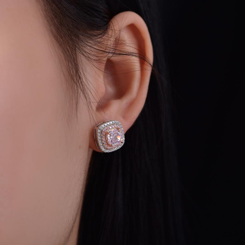 Princess Cut Pink Sapphire Stud Earrings – Unique Gemstone Jewelry Gift - BerylcraftsPrincess Cut Pink Sapphire Stud Earrings – Unique Gemstone Jewelry GiftWomen's