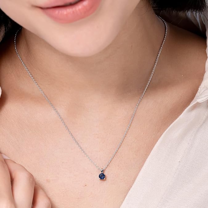 Romantic Blue Sapphire Pendant Necklace – Perfect Gift for Her - BerylcraftsRomantic Blue Sapphire Pendant Necklace – Perfect Gift for HerPendant