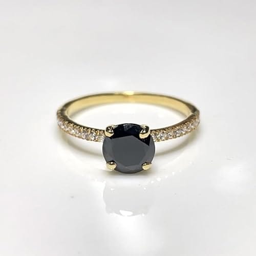 Round Cut Black Diamond Solitaire Engagement Ring – Modern Elegance - BerylcraftsRound Cut Black Diamond Solitaire Engagement Ring – Modern EleganceWomen's Ring