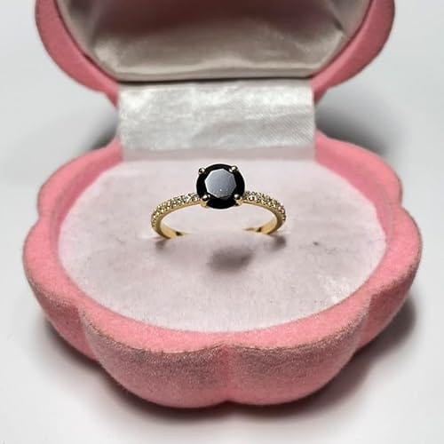 Round Cut Black Diamond Solitaire Engagement Ring – Modern Elegance - BerylcraftsRound Cut Black Diamond Solitaire Engagement Ring – Modern EleganceWomen's Ring
