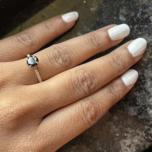 Round Cut Black Diamond Solitaire Engagement Ring – Modern Elegance - BerylcraftsRound Cut Black Diamond Solitaire Engagement Ring – Modern EleganceWomen's Ring