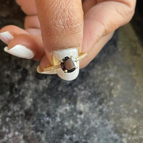 Round Cut Black Diamond Solitaire Engagement Ring – Modern Elegance - BerylcraftsRound Cut Black Diamond Solitaire Engagement Ring – Modern EleganceWomen's Ring