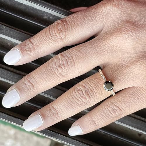 Round Cut Black Diamond Solitaire Engagement Ring – Modern Elegance - BerylcraftsRound Cut Black Diamond Solitaire Engagement Ring – Modern EleganceWomen's Ring