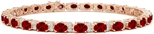 Scarlet Grace: Oval - Cut Garnet Gemstone Bracelet - BerylcraftsScarlet Grace: Oval - Cut Garnet Gemstone BraceletBracelets