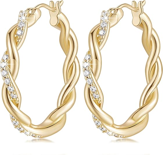 Sparkling Criss Cross Diamond Hoop Earrings – Classic & Contemporary - BerylcraftsSparkling Criss Cross Diamond Hoop Earrings – Classic & ContemporaryWomen's