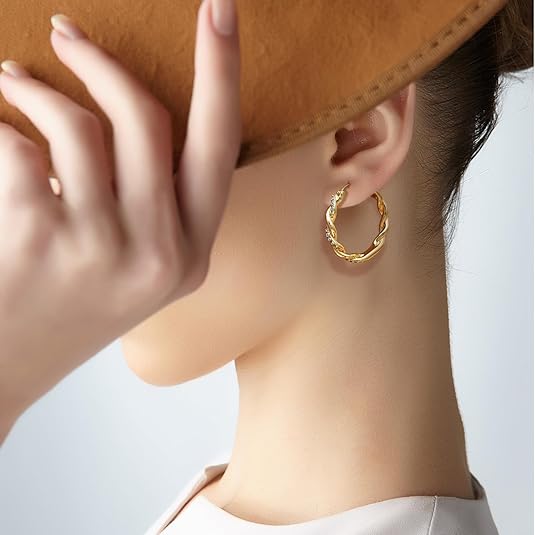 Sparkling Criss Cross Diamond Hoop Earrings – Classic & Contemporary - BerylcraftsSparkling Criss Cross Diamond Hoop Earrings – Classic & ContemporaryWomen's