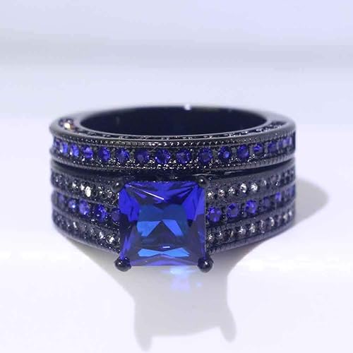 Stunning Blue Sapphire and Diamond Wedding Set in Princess Cut for Her - BerylcraftsStunning Blue Sapphire and Diamond Wedding Set in Princess Cut for HerWomen's Ring