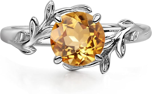 Women's Citrine Engagement Ring – Classic Round Cut Design - BerylcraftsWomen's Citrine Engagement Ring – Classic Round Cut DesignWomen's Ring