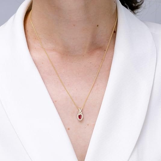 Women's Red Ruby Oval Pendant – Elegant & Classic Design - BerylcraftsWomen's Red Ruby Oval Pendant – Elegant & Classic DesignPendant