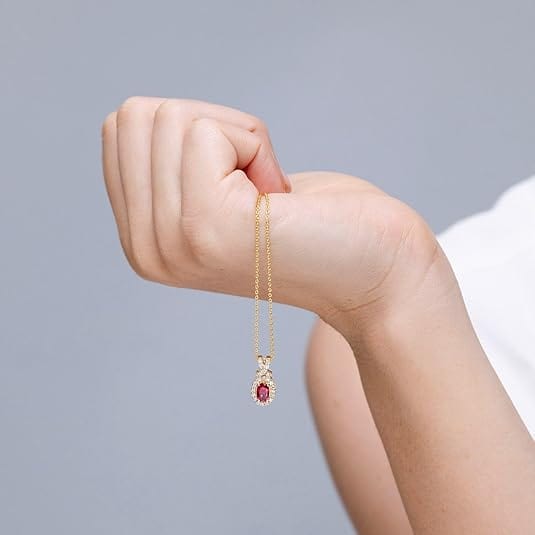 Women's Red Ruby Oval Pendant – Elegant & Classic Design - BerylcraftsWomen's Red Ruby Oval Pendant – Elegant & Classic DesignPendant