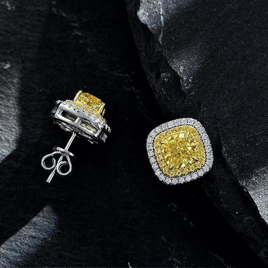 Yellow Citrine Cushion Cut Stud Earrings – Perfect Gift for Women - BerylcraftsYellow Citrine Cushion Cut Stud Earrings – Perfect Gift for WomenWomen's